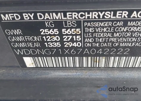 2007 Mercedes-Benz S 550 z USA, uszkodzony, nr VIN WDDNG71X67A042222